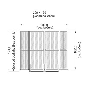 Mechanismus postel 2lůžko  - boční / s dřevěným roštem /