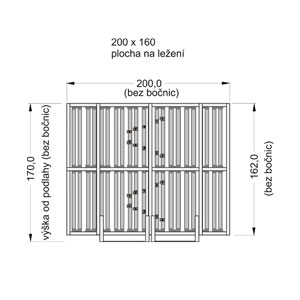 Mechanismus postel 2lůžko - boční / s 30-ti lamelovým roštem v kaučukových naklápěcích pouzdrech + 7 výztuh pro nastavení tvrdosti lamel /