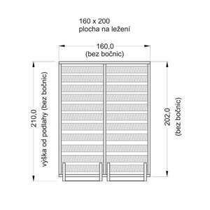 Mechanismus postel 2lůžko / s dřevěným roštem /