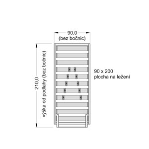 Mechanismus postel 1lůžko / s 21-ti lamelovým roštem + 8 výztuh pro nastavení tvrdosti lamel /